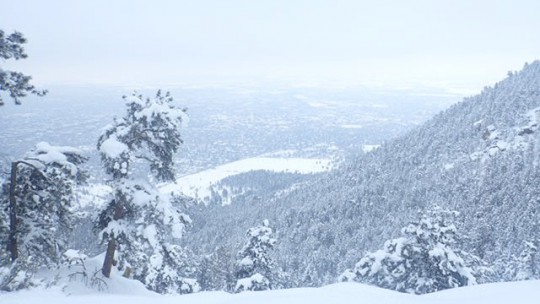 The view of Boulder from the shoulder of Green Mountain (8,150’), March 1st, 2015.